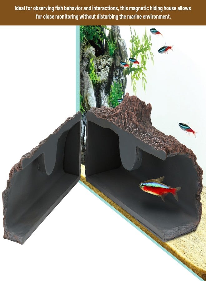 Esdallina Upgraded Magnetic Detachable Aquarium Hideaway Hollow Tree Cave to Check Your Aquatic Pets to Breed, Play and Rest Safe and Non-Toxic Resin Fish Tank Viewing Hideout Ornaments - Image 5